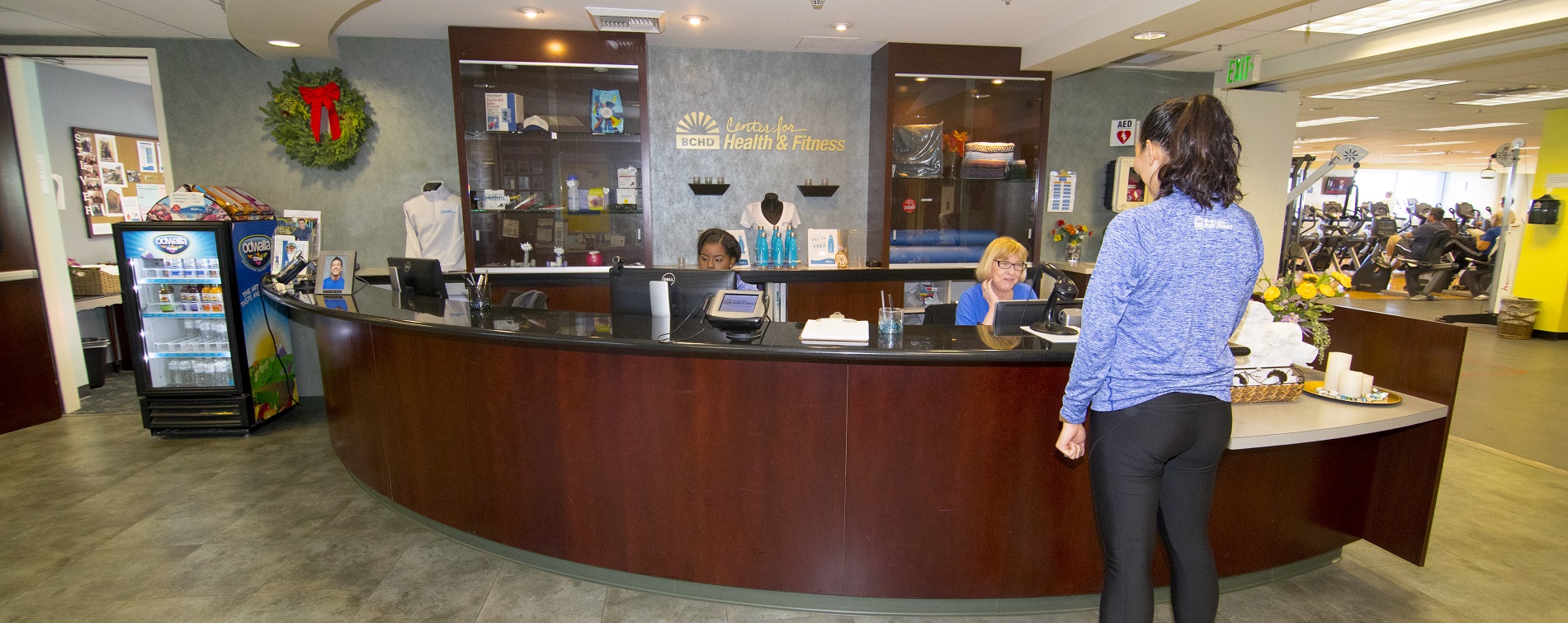Women checking in at front desk