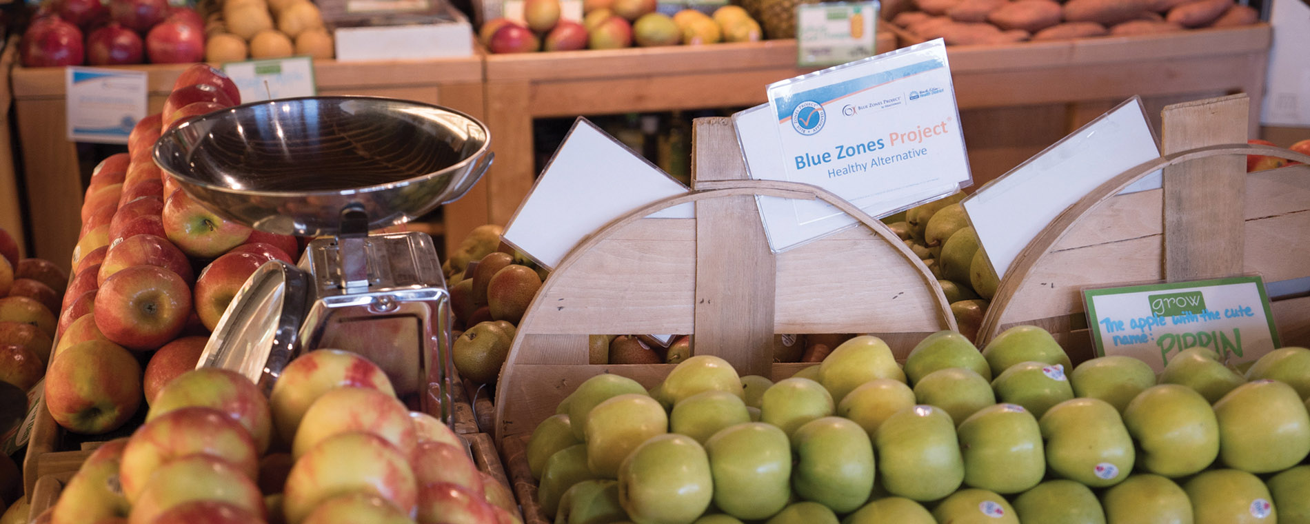 Healthy produce display in a natural market