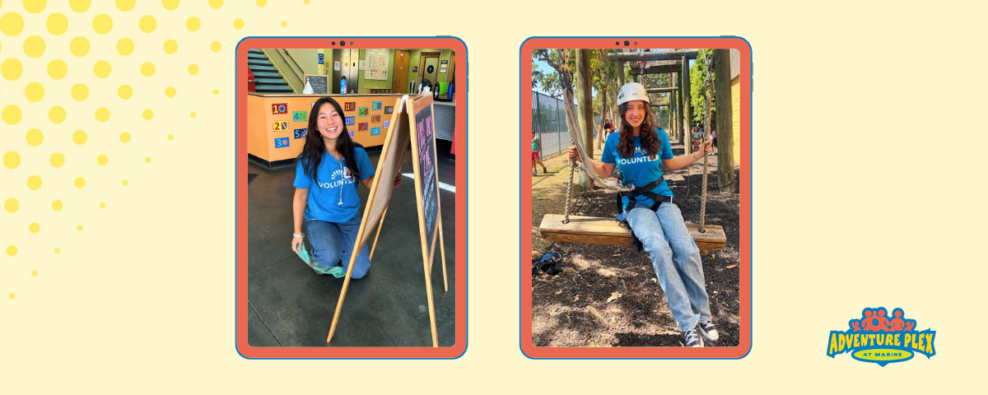 Ella Chung and Penny Iglesias volunteer at AdventurePlex.